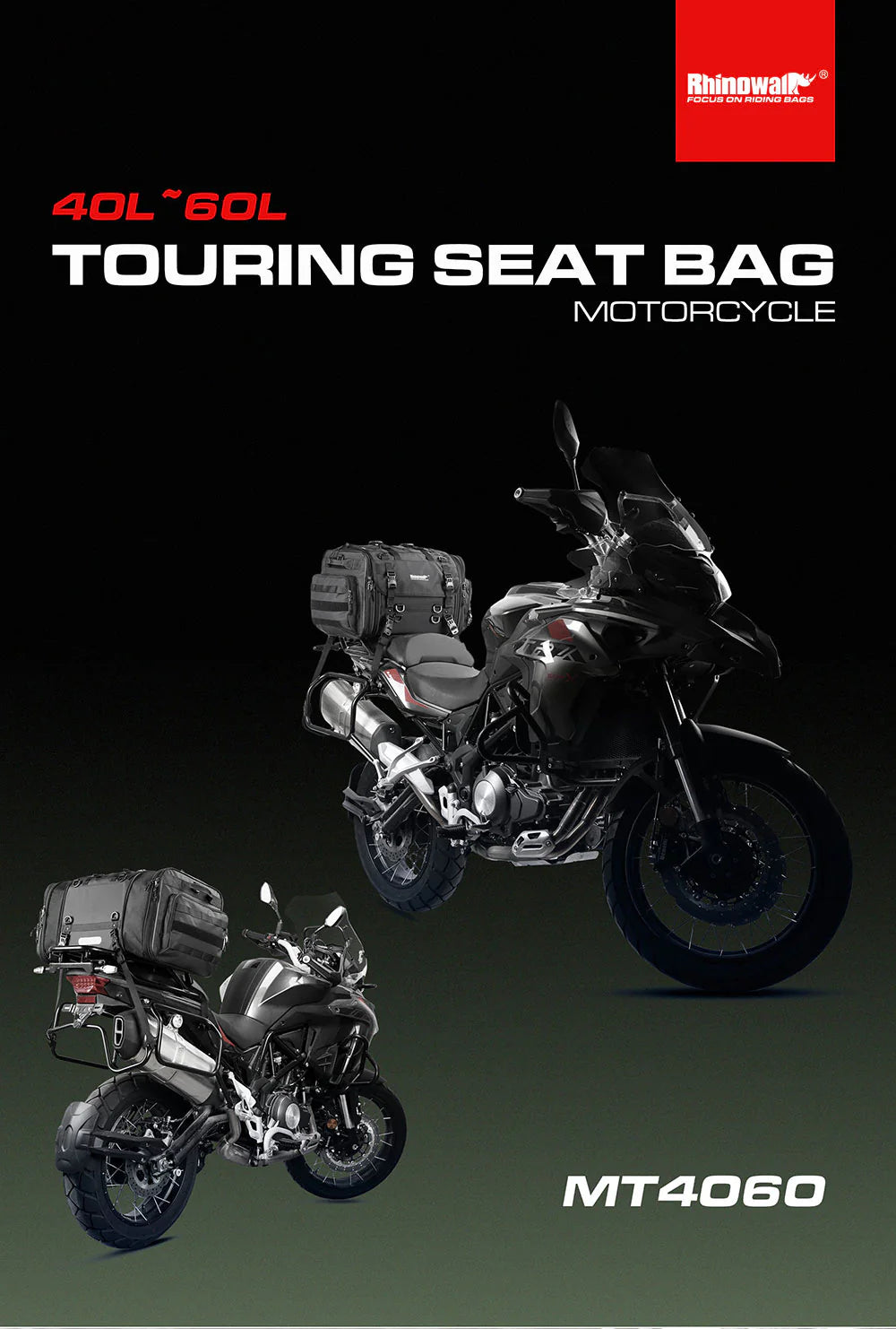 Rhinowalk Motorcycle Tail Bag Motorbike Rear Seat Bag 40-60 liter Large Capacity Motopack Bag (MT4060)