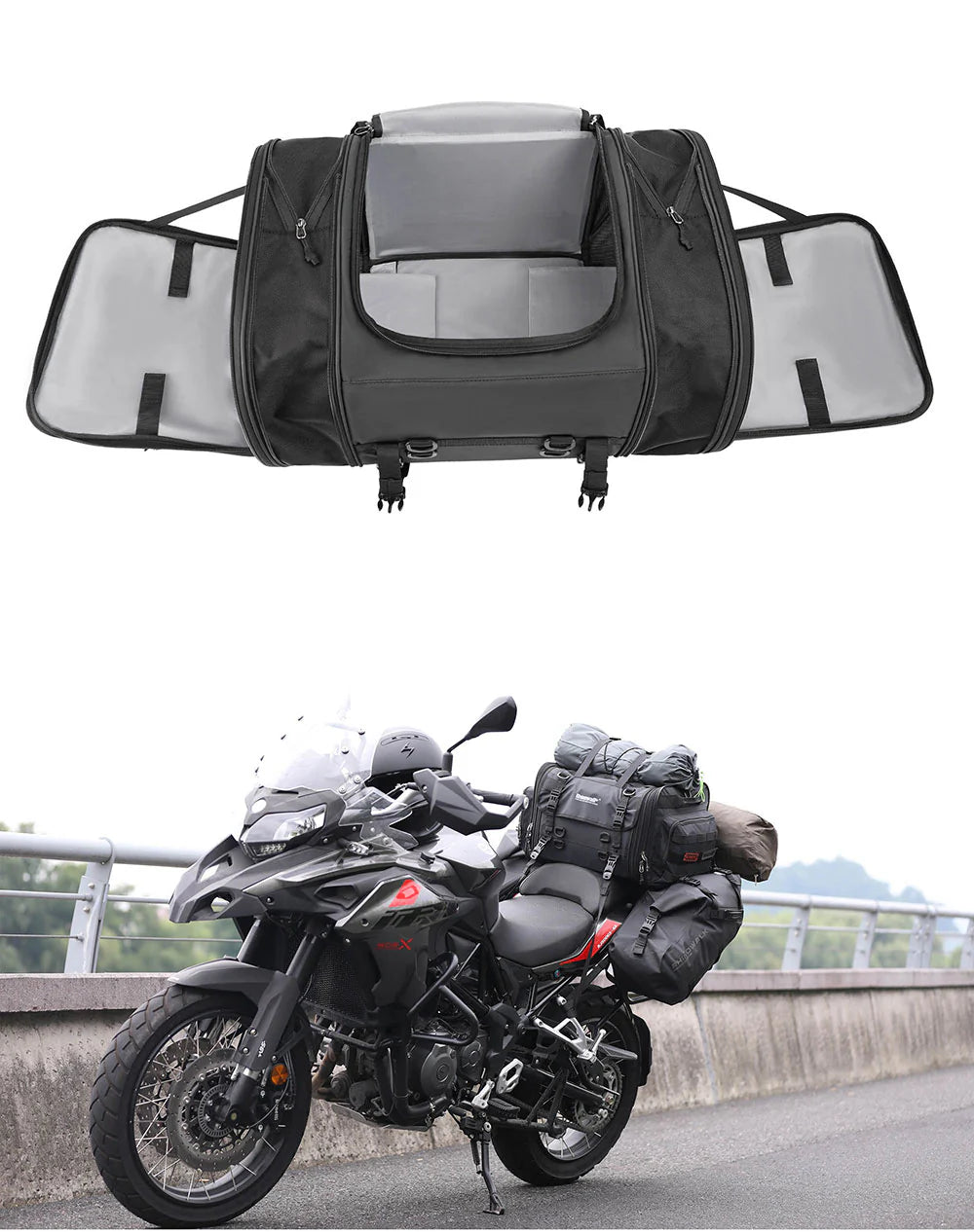 Rhinowalk Motorcycle Tail Bag Motorbike Rear Seat Bag 40 60 liter Larg motoearth.in