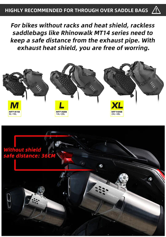 Rhinowalk Motorcycle Exhaust Heat Protection Universal Motorcycle Exhaust Muffler Pipe Heat Shield Cover (MTR004)