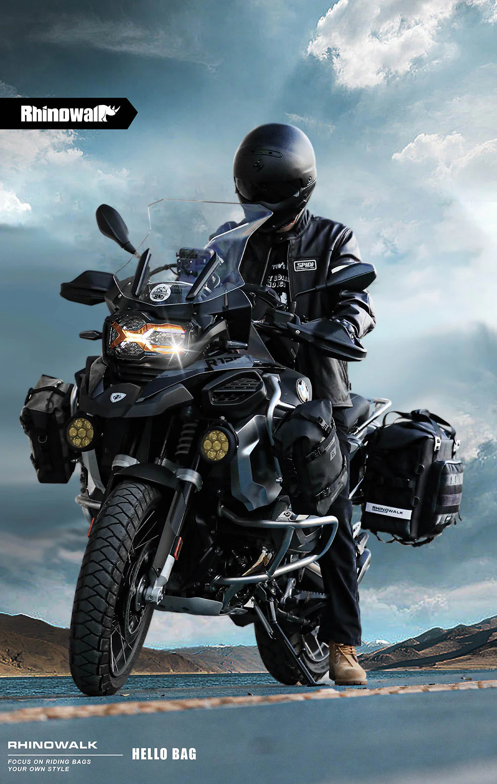 Rhinowalk 25L Motorcycle Side Bag, Motorbike Seat Saddle Tail Bag for ADV Motorcycle Rear Rack Travel Luggages (Single Unit) (MTR2050)