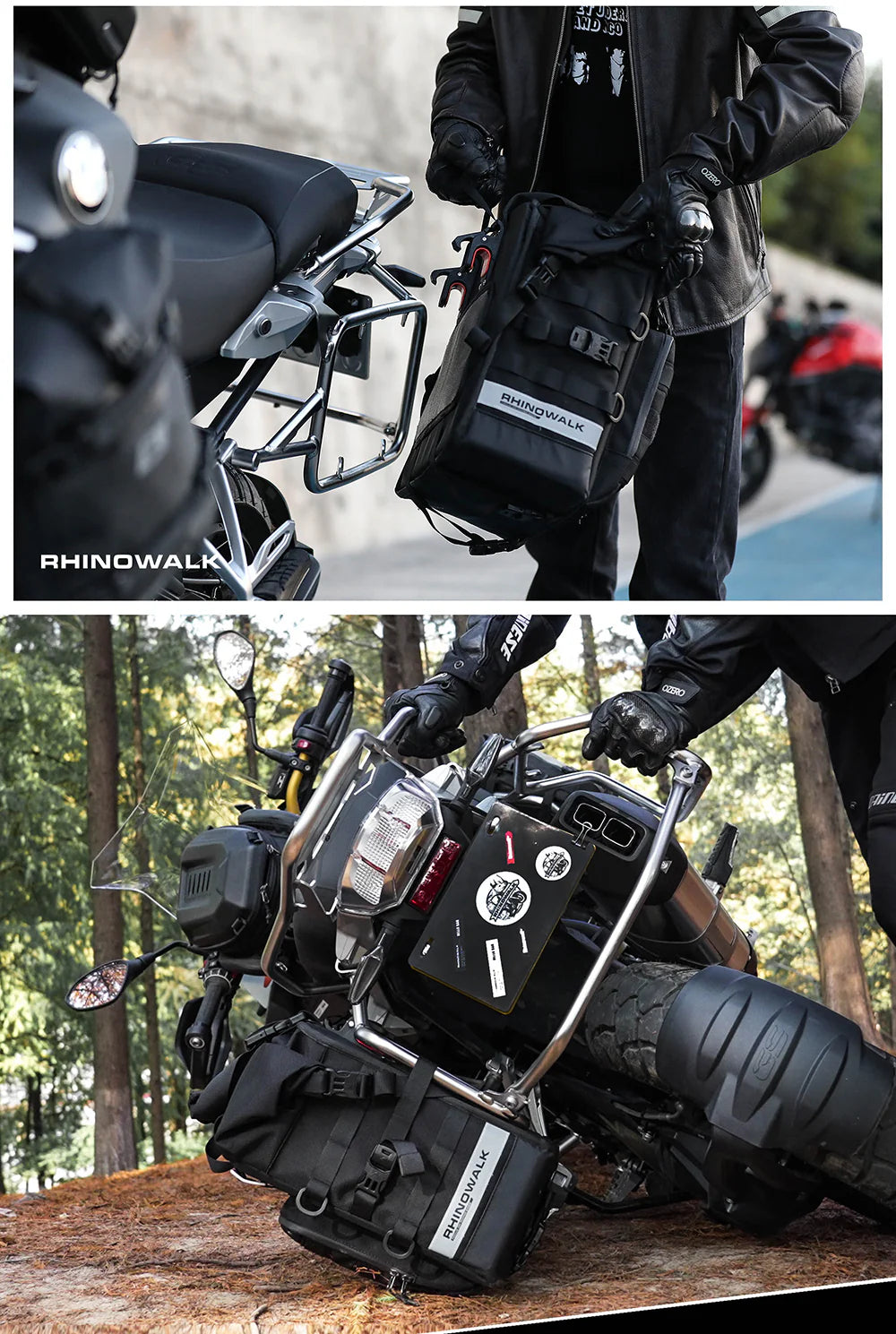 Rhinowalk 25L Motorcycle Side Bag, Motorbike Seat Saddle Tail Bag for ADV Motorcycle Rear Rack Travel Luggages (Single Unit) (MTR2050)