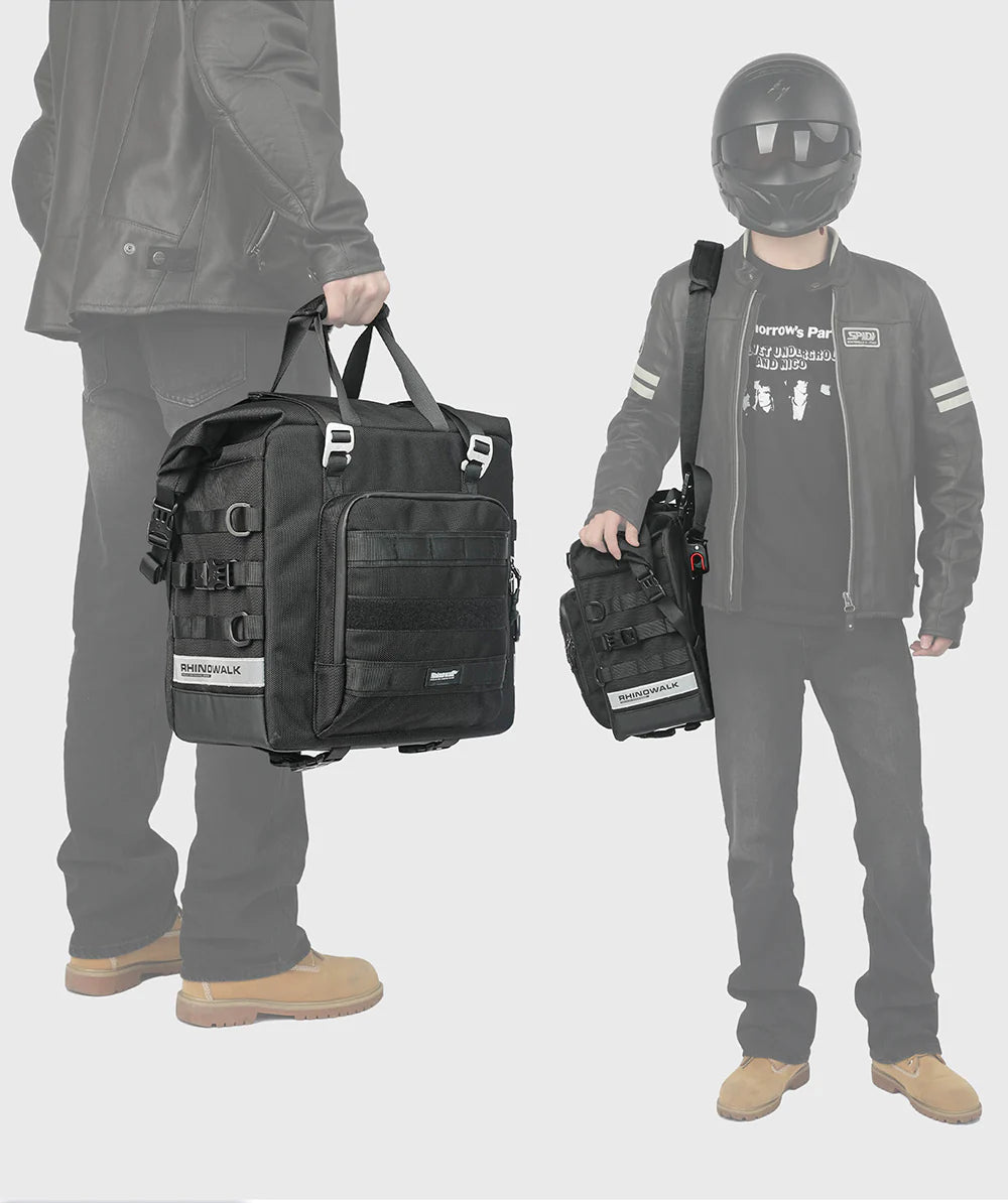 Rhinowalk 25L Motorcycle Side Bag, Motorbike Seat Saddle Tail Bag for ADV Motorcycle Rear Rack Travel Luggages (Single Unit) (MTR2050)