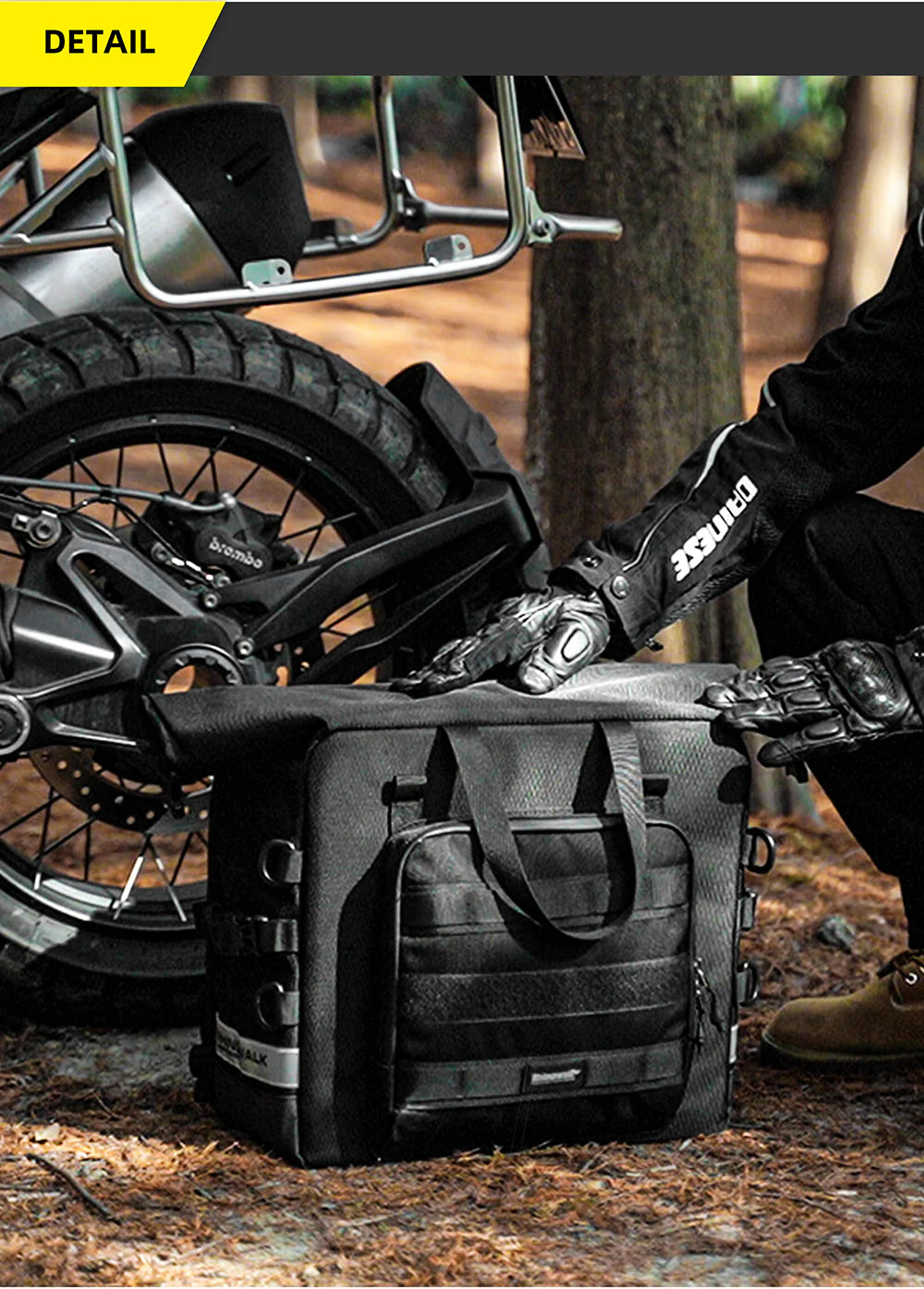 Rhinowalk 25L Motorcycle Side Bag, Motorbike Seat Saddle Tail Bag for ADV Motorcycle Rear Rack Travel Luggages (Single Unit) (MTR2050)