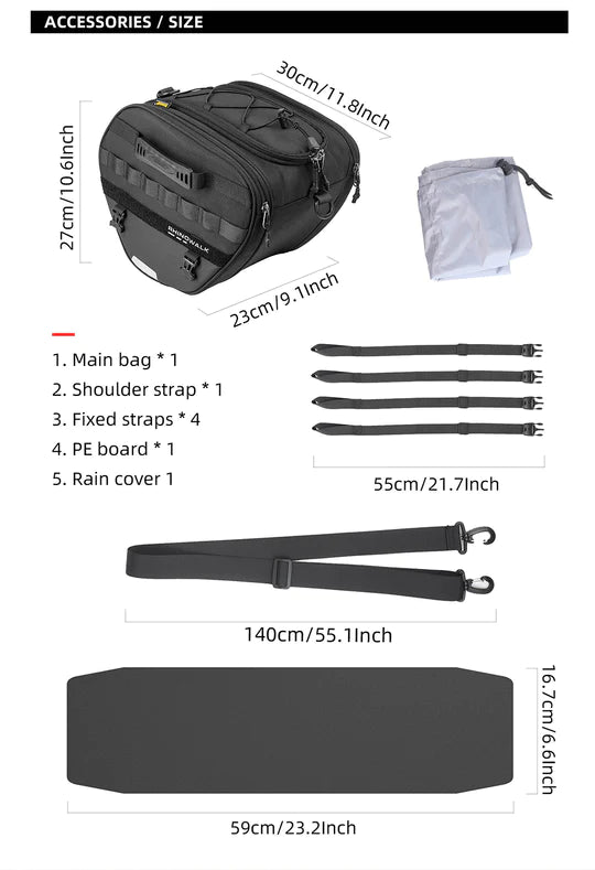 Rhinowalk Tunnel bag for scooter, 15 ltr Underbone Motorcycle Bike Seat Pack with Molly System (MTR5001)