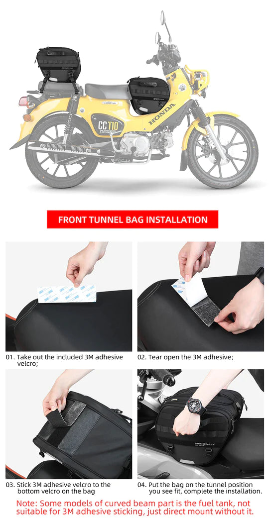Rhinowalk Tunnel bag for scooter, 15 ltr Underbone Motorcycle Bike Seat Pack with Molly System (MTR5001)