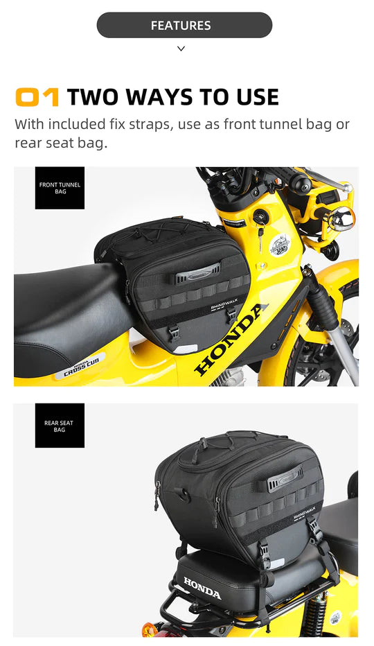 Rhinowalk Tunnel bag for scooter, 15 ltr Underbone Motorcycle Bike Seat Pack with Molly System (MTR5001)