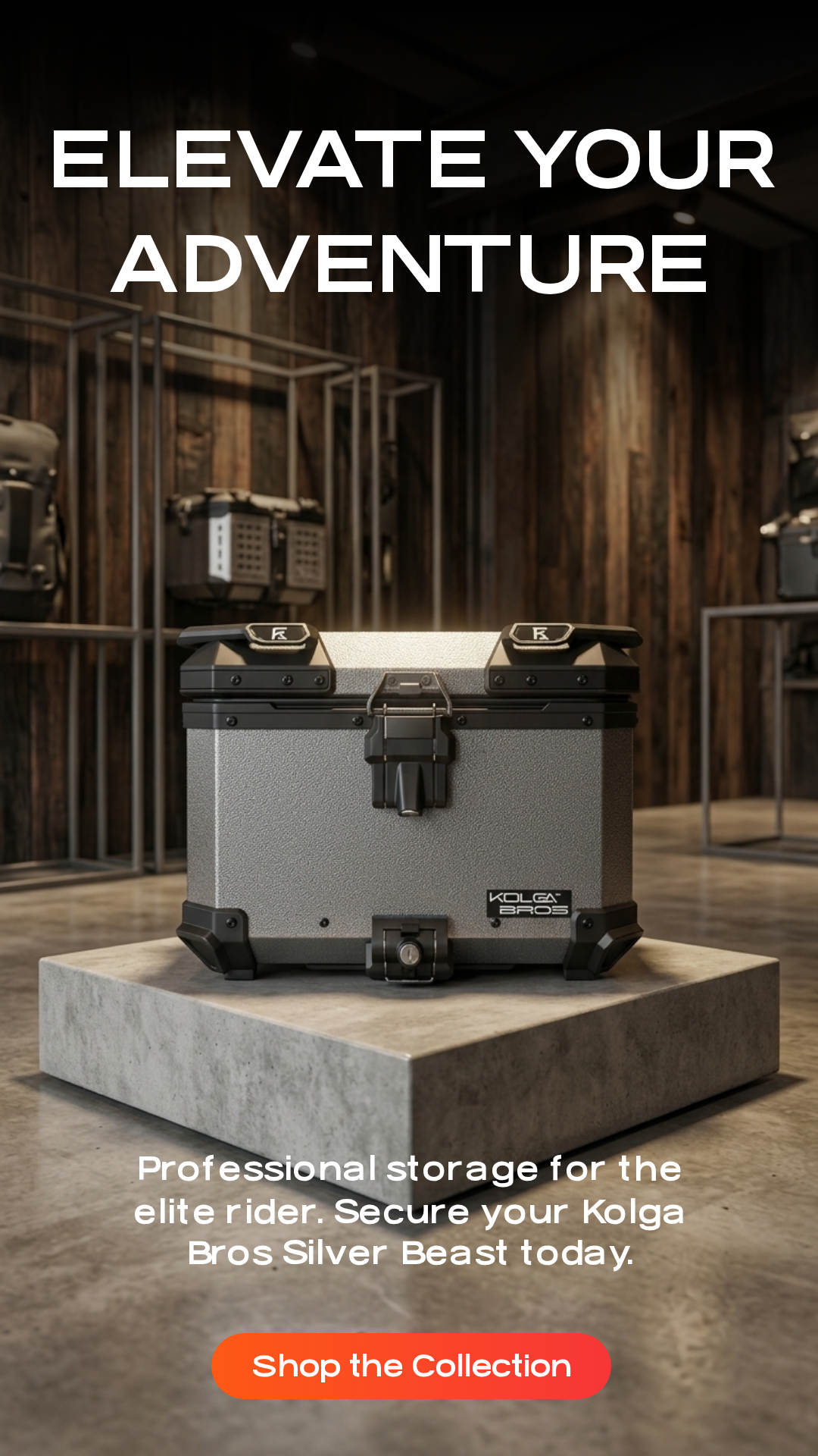 Kolga Bros SILVER BEAST Moto Trunk with NEW TERRA LOCK