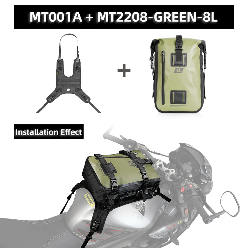 Rhinowalk Motorcycle Backpack 8L Waterproof Motorbike Seat Tail Bag for Adventure Welded Seamless Side Saddle Motopack (MT2208)