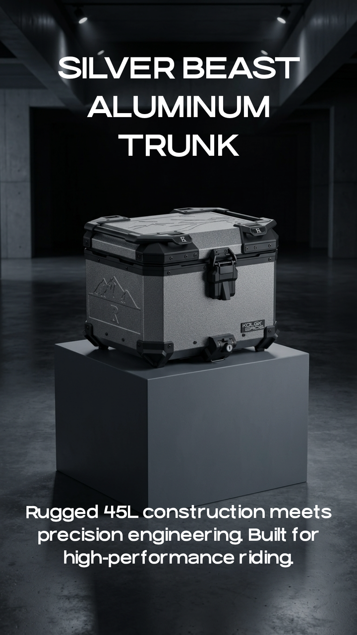 Kolga Bros SILVER BEAST Moto Trunk with NEW TERRA LOCK