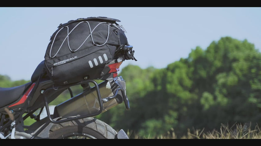 Rhinowalk 35-50L Rhinowalk Black Expandable Waterproof Motorcycle Rear Seat Tail Bag for Luggage Case Rack (MT3550)