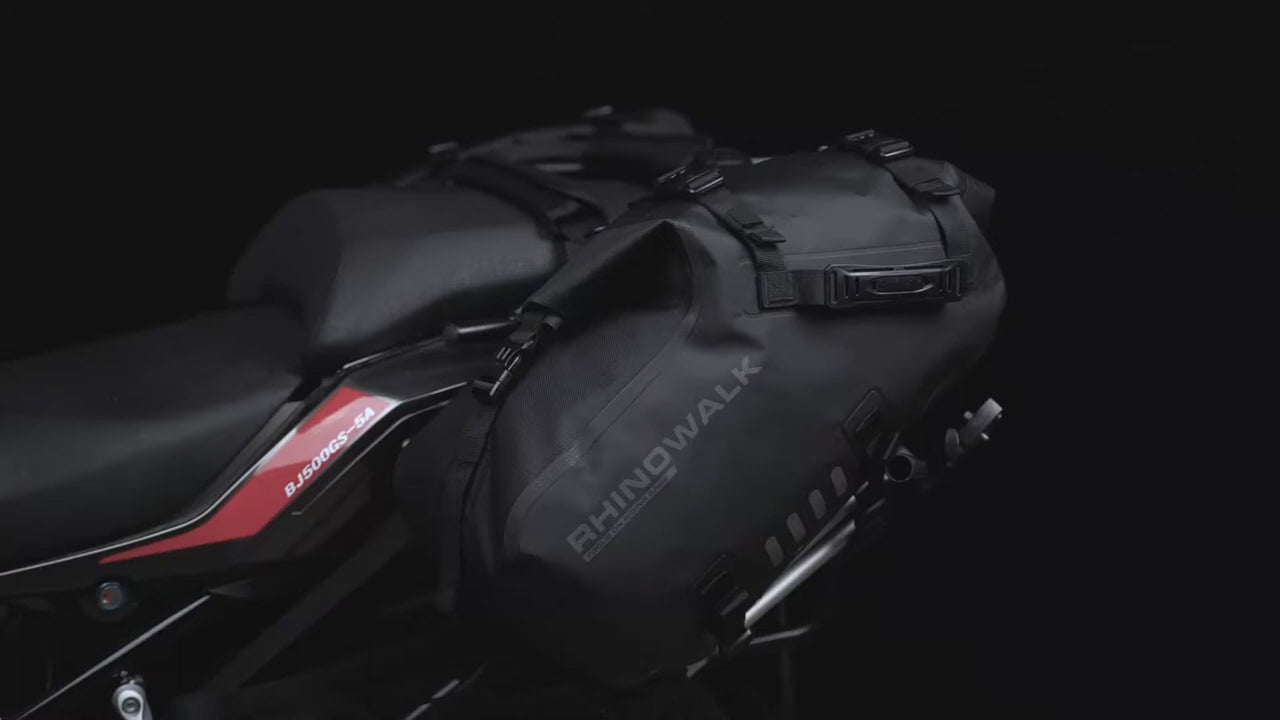 Rhinowalk Motorcycle Waterproof Saddle Bag 48L Bike Tail Seat Luggage for Off/On Road ADV Long Distance Touring (Pair-Set) (MT1448)