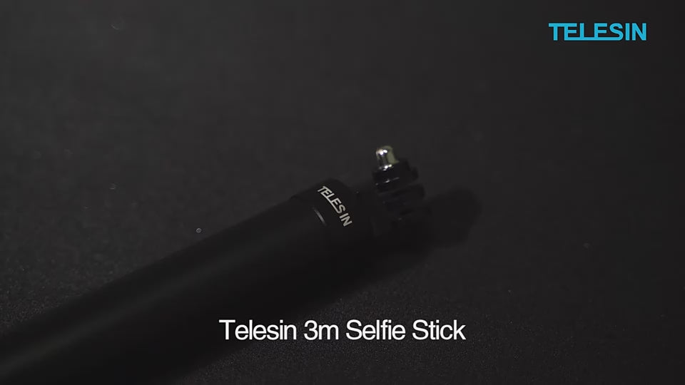 Telesin 3.0M/118.11" long Carbon Fiber Light weight Compact for Carry Monopod Selfie Stick for Insta360 X3&2 / Go Pros camera (IS-MNP-300)