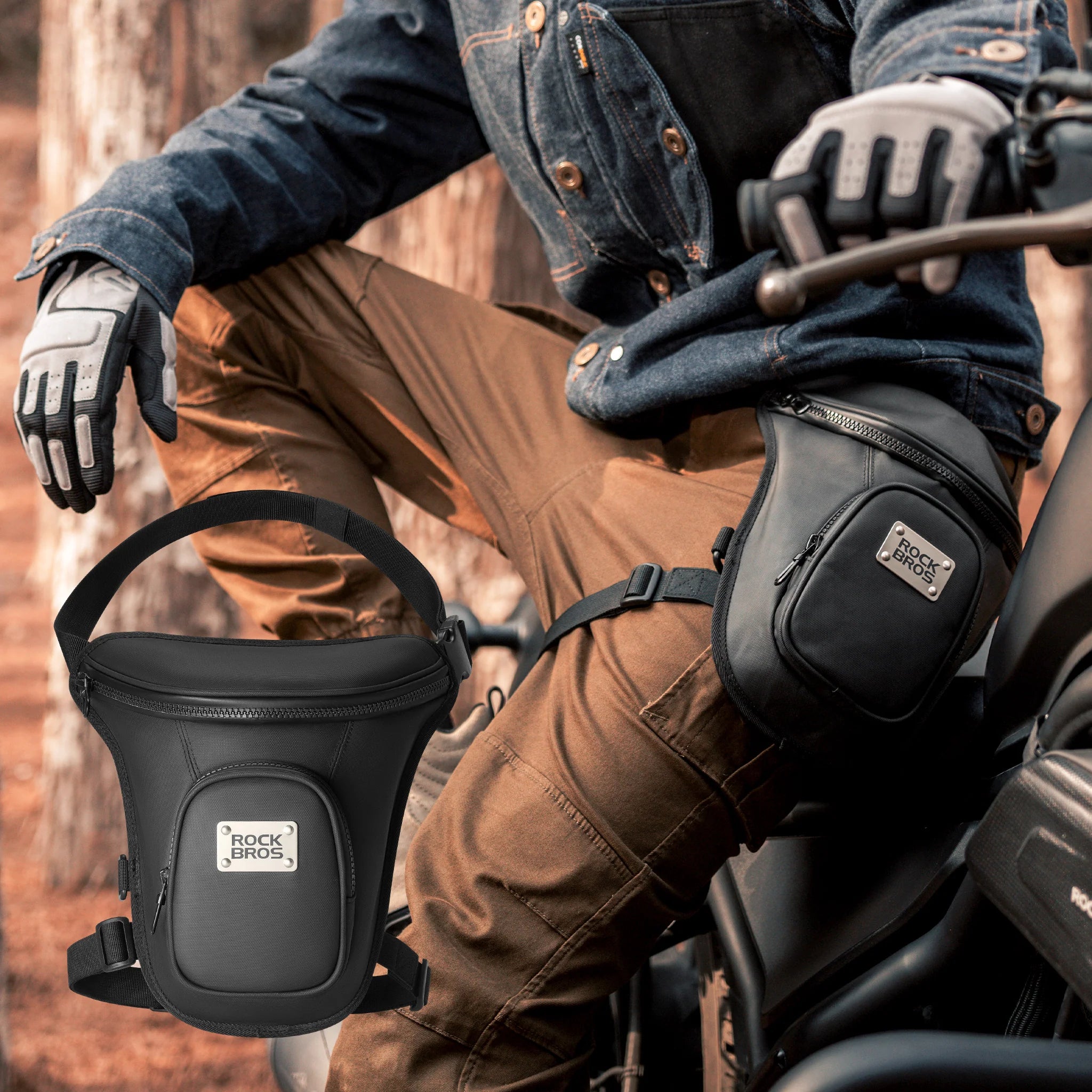 ROCKBROS Waist belt bag man women motorcycle Portable two-layer design leg bag for Motorcycle drop leg waist bag (30170011001)