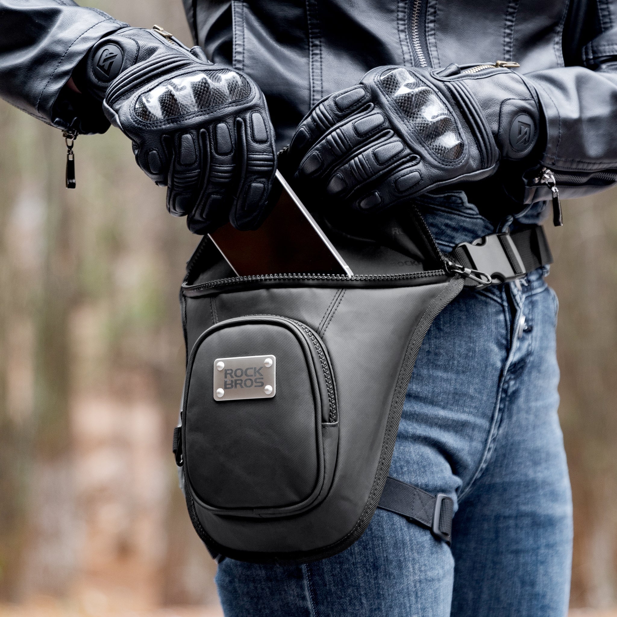 ROCKBROS Waist belt bag man women motorcycle Portable two-layer design leg bag for Motorcycle drop leg waist bag (30170011001)